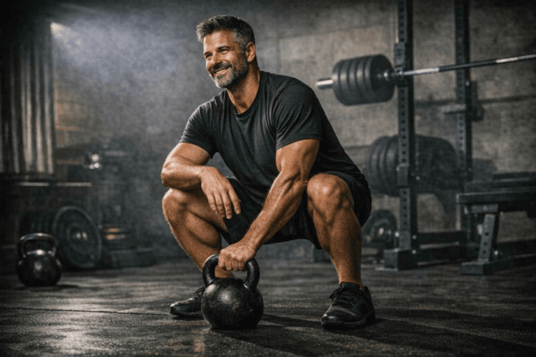 content man lifting weights