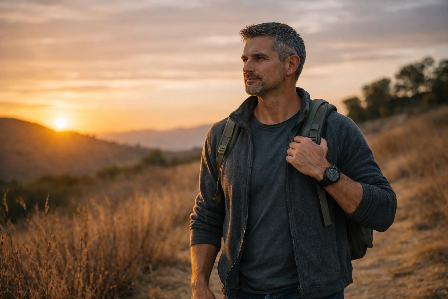 The Belly Fat Lie Men Over 40 Keep Believing (And the Truth That Changes Everything) 6 a man decompressing outdoors at sunset